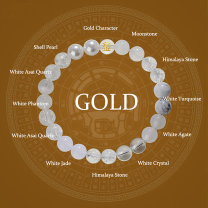 Buddhist Blessing Five Elements Various Agate Crystal Rutilated Quartz Tiger Eye Yellow Agate Citrine Luck Bracelet