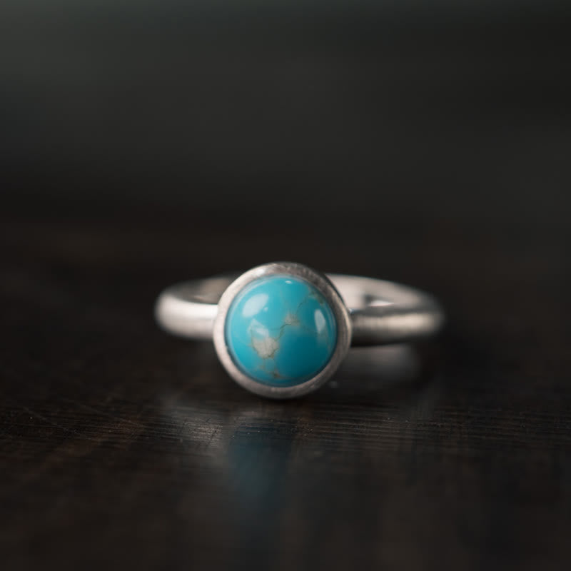 Buddhist Blessing Natural 925 Sterling Silver Lazurite Turquoise Adjustable Balance Ring