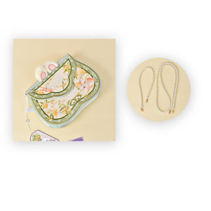 Buddhist Blessing Osmanthus Rabbit Embroidery Pearl Chain Furball Tassel Shoulder Bag Crossbody Bag
