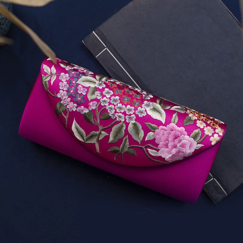 Buddhist Blessing Hydrangea Su Embroidery Wedding Shopping Wallet Purse Handbag Crossbody Bag