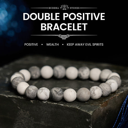 Buddhist Blessing Picasso Jasper White Turquoise Courage Bracelet