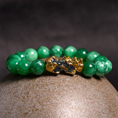 Buddhist Blessing FengShui PiXiu Jade Protection Bracelet