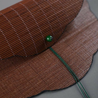 Buddhist Blessing Chinese Style Handmade Bamboo Long Handle Portable Curlable Fan