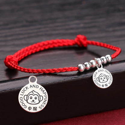 Buddhist Blessing Chinese Zodiac Kid Red String 999 Sterling Silver Protection Bracelet