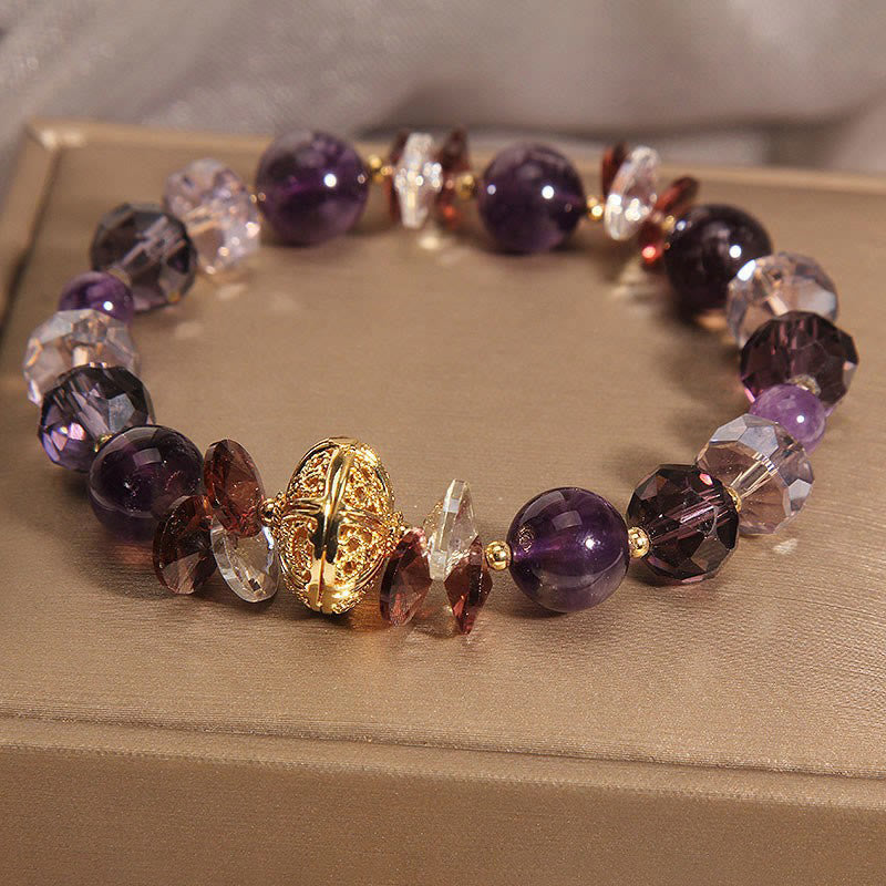 Buddhist Blessing Amethyst Red Crystal White Crystal Pumpkin Inner Peace And Healing Bracelet