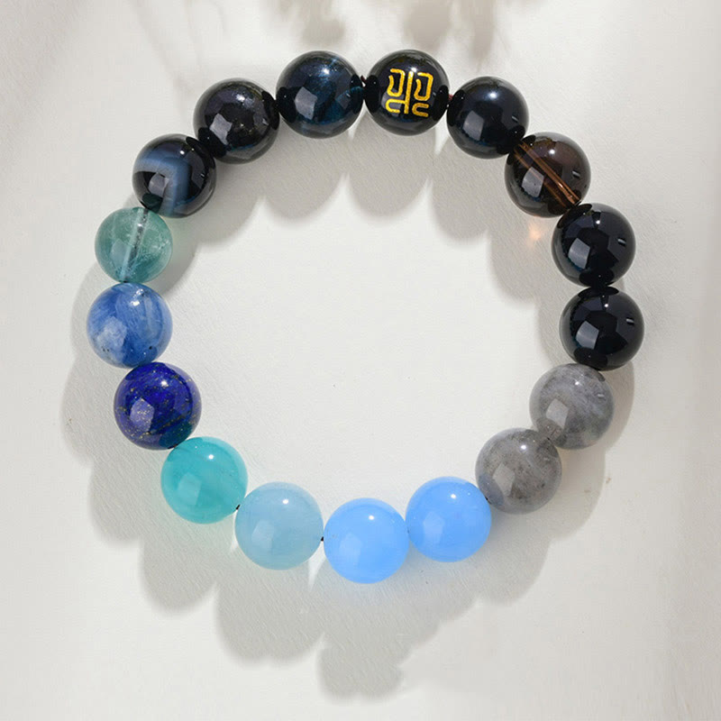 Buddhist Blessing Five Elements Various Agate Crystal Rutilated Quartz Tiger Eye Yellow Agate Citrine Luck Bracelet