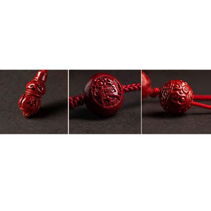 Buddhist Blessing Natural Cinnabar Chinese Zodiac Gourd Calm Blessing Red String Belly Chain