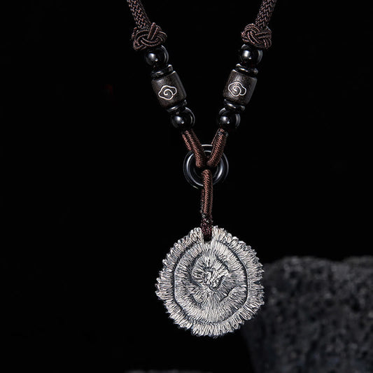 Buddhist Blessing 999 Sterling Silver Sophora Flavescens Cotton Rope Necklace Pendant