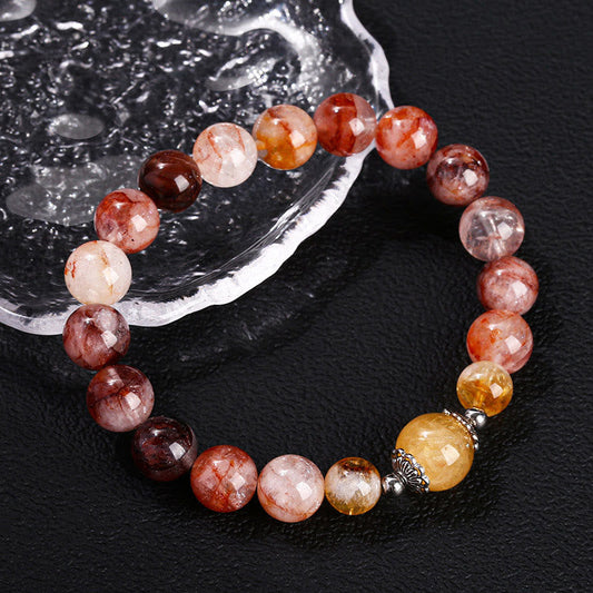 Buddhist Blessing Natural Red Hematoid Quartz Beads Balance Bracelet