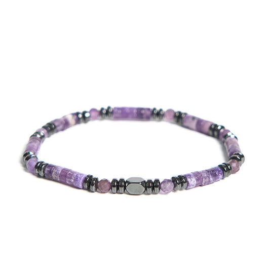 Buddhist Blessing Amethyst Hematite Spiritual Awareness Bracelet
