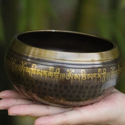 Buddhist Blessing Handcrafted Singing Bowl Scripture Pattern for Healing and Meditation Sound Bowl Set