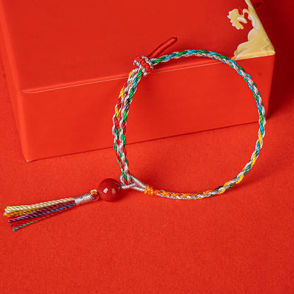 Buddhist Blessing Colorful String Cinnabar Concentration Bracelet
