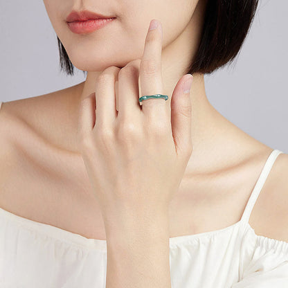 Buddhist Blessing Natural Jade Bamboo Prosperity Abundance Ring