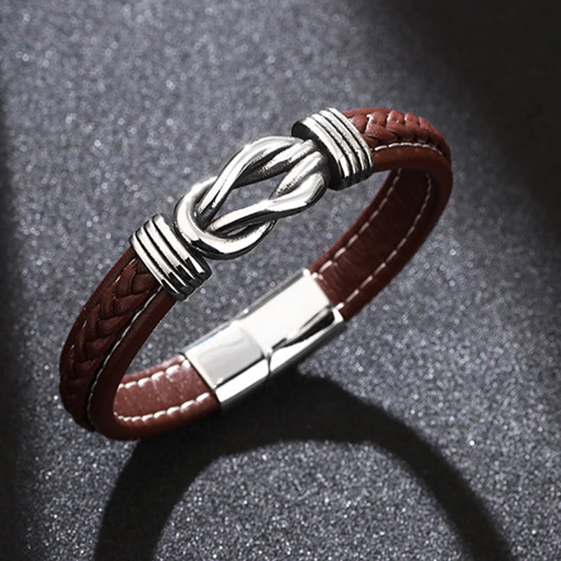 Buddhist Blessing Fashion Titanium Steel Leather Strengthen Bracelet