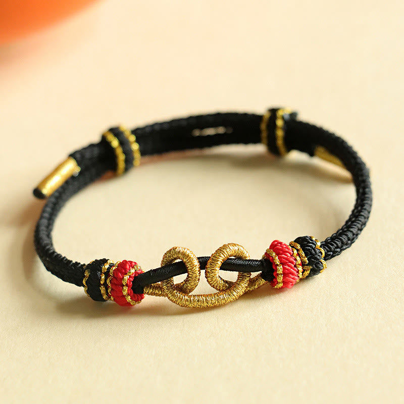 Buddhist Blessing Handmade Ingot Pattern Braided String Protection Bracelet