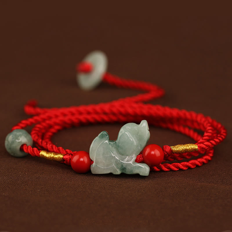 Buddhist Blessing Jade Peace Buckle Blessing Red String Belly Chain