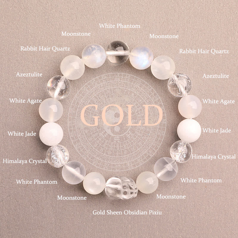 Buddhist Blessing Five Elements Various Agate Crystal Green Strawberry Quartz Moss Agate Green Phantom Luck Bracelet