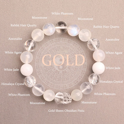 Buddhist Blessing Five Elements Various Agate Crystal Green Strawberry Quartz Moss Agate Green Phantom Luck Bracelet