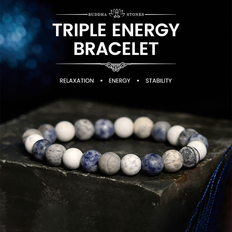 Buddhist Blessing White Turquoise Picasso Jasper Blue Spot Jasper Relaxation Bracelet
