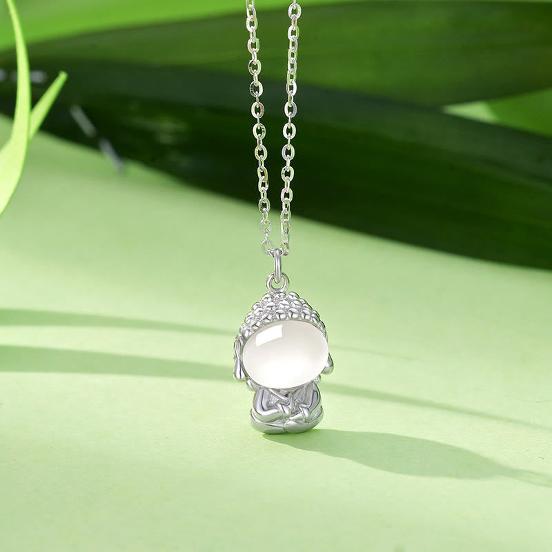 Buddhist Blessing 925 Sterling Silver Chalcedony Formless Buddhist Blessing  Positive Necklace Pendant