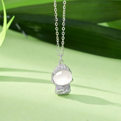 Buddhist Blessing 925 Sterling Silver Chalcedony Formless Buddhist Blessing  Positive Necklace Pendant