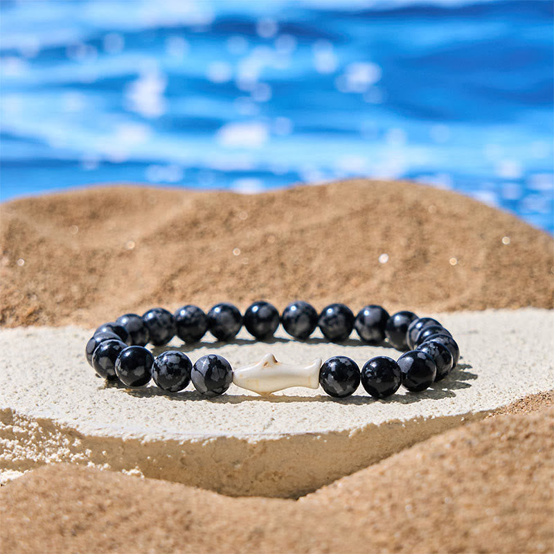 Buddhist Blessing Natural Agate Stone Shark Wisdom Bracelet