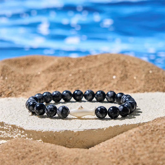 Buddhist Blessing Natural Agate Stone Shark Wisdom Bracelet
