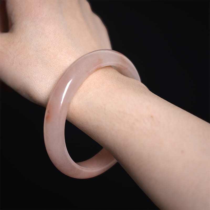 Buddhist Blessing Pink Golden Silk Jade Wealth Luck Bracelet Bangle