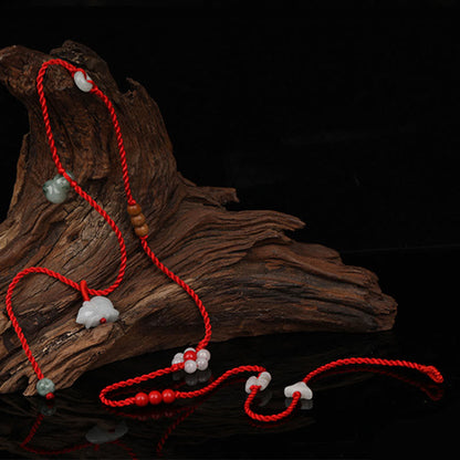Buddhist Blessing Chinese Zodiac Peach Wood Blessing Red String Belly Chain