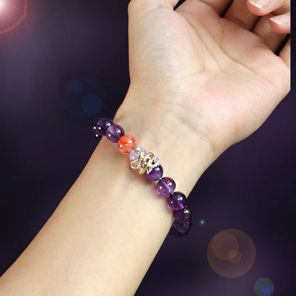 Buddhist Blessing Various Crystal Pink Crystal Amethyst Year Of The Snake Lucky Bracelet