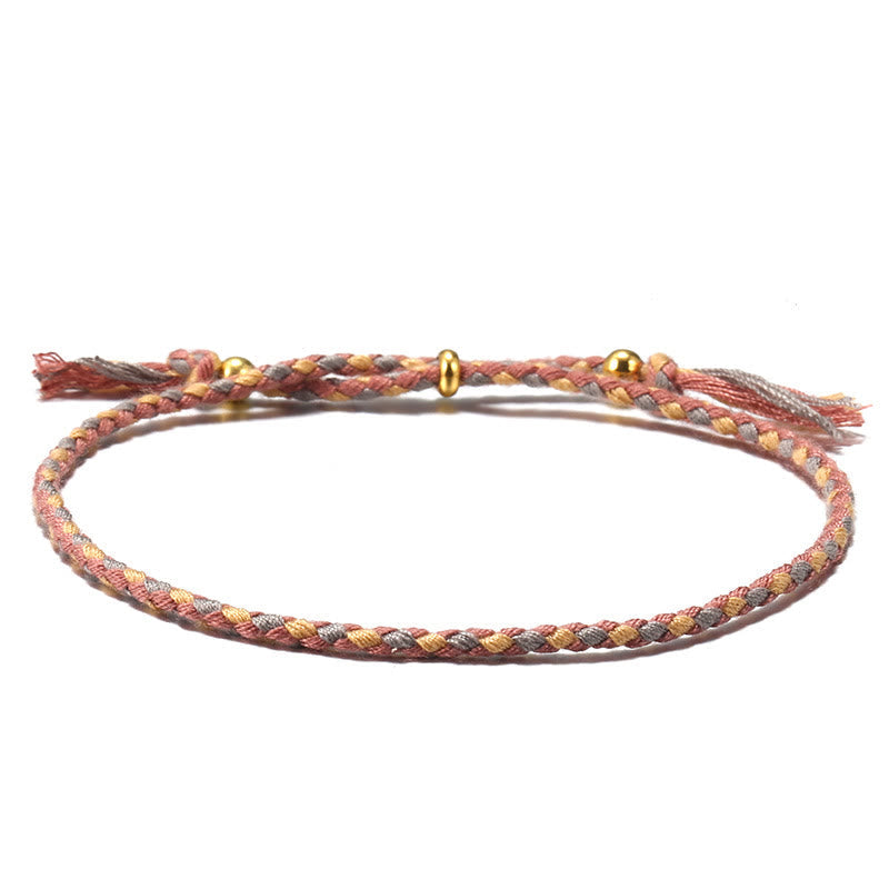 Buddhist Blessing Handmade Colorful Rope Braided Tassel Adjustable Harmony Bracelet