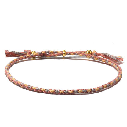 Buddhist Blessing Handmade Colorful Rope Braided Tassel Adjustable Harmony Bracelet