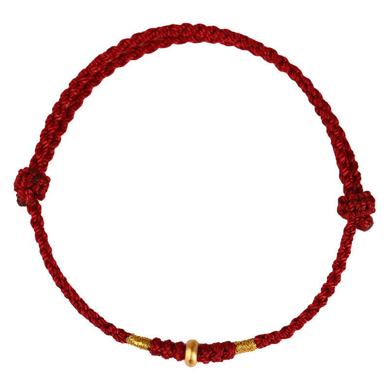 Buddhist Blessing 999 Gold Small Lucky Beads String Protection Luck Braided Bracelet Anklet
