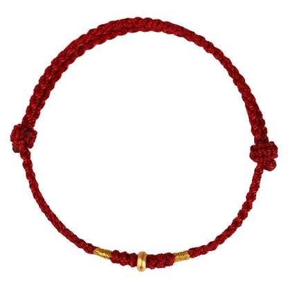 Buddhist Blessing 999 Gold Small Lucky Beads String Protection Luck Braided Bracelet Anklet