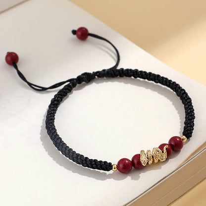 Buddhist Blessing Cinnabar Handmade Year Of Snake String Protection Braided Bracelet