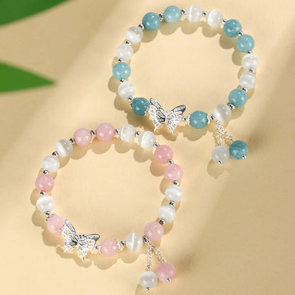 Buddhist Blessing Chrysoberyl Cat's Eye Chalcedony Butterfly Love Bracelet
