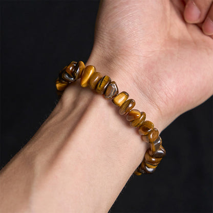 Buddhist Blessing Tiger Eye Irregular Blocks Courage Bracelet
