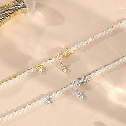 Buddhist Blessing 925 Sterling Silver Year Of The Snake Pearl Bracelet Necklace Pendant