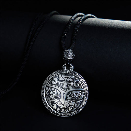 Buddhist Blessing Taotie Om Mani Padme Hum Copper Plated Silver Wealth Necklace Pendant