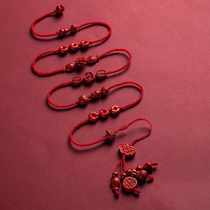 Buddhist Blessing Natural Cinnabar Calm Blessing Red String Belly Chain