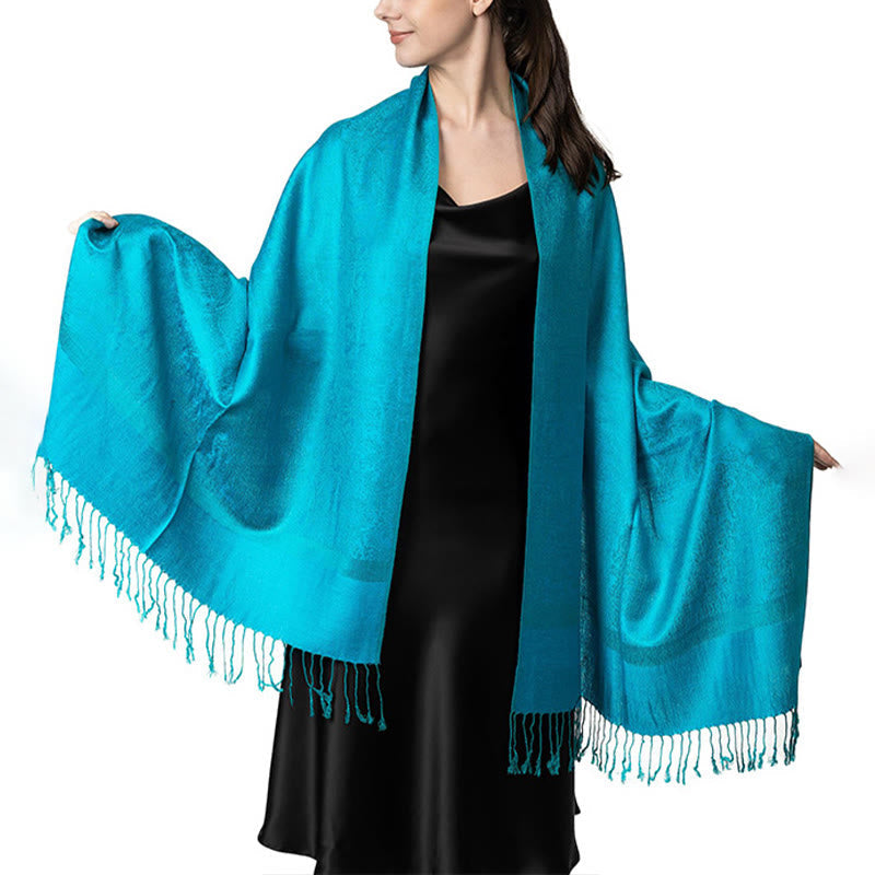 Buddhist Blessing Tibetan Cashew Jacquard Tassels Shawl Spring Fall Winter Warm Cozy Scarf Wrap