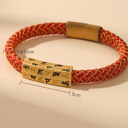 Buddhist Blessing Tibetan Om Mani Padme Hum Various Colors Rope Gold Thread Diamond Knot Luck Buckle Bracelet