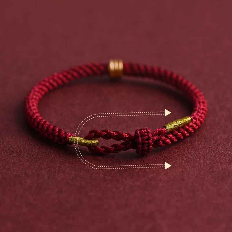 Buddhist Blessing 999 Gold Triple Ring Design Handmade Connection Braided Rope Bracelet