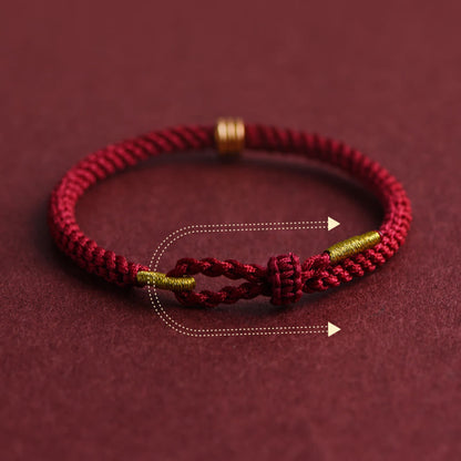 Buddhist Blessing 999 Gold Triple Ring Design Handmade Connection Braided Rope Bracelet