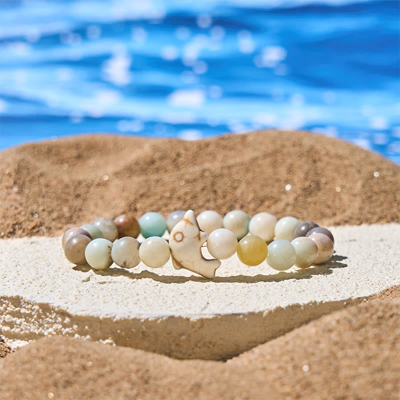 Buddhist Blessing Natural Various Stones Dolphin Spiritual Balance Bracelet
