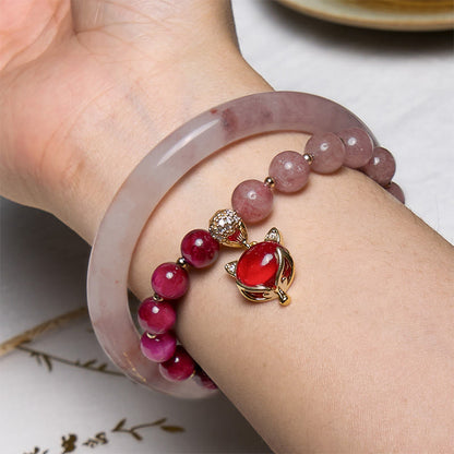 Buddhist Blessing Enhance Happiness and Joy Purple Bracelet Bangle Bundle