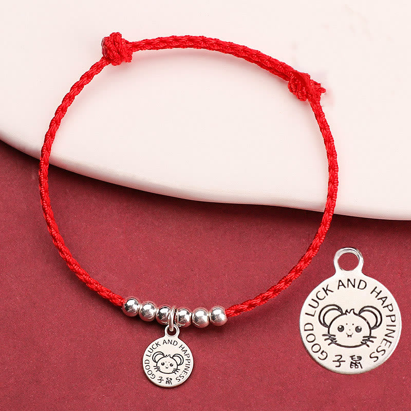 Buddhist Blessing Chinese Zodiac Kid Red String 999 Sterling Silver Protection Bracelet