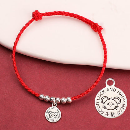 Buddhist Blessing Chinese Zodiac Kid Red String 999 Sterling Silver Protection Bracelet