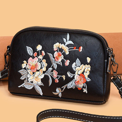 Buddhist Blessing Peony Pomegranate Flowers Su Embroidery Journey Shopping Purse Shoulder Bag Crossbody Bag