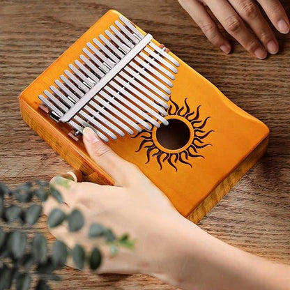 Buddhist Blessing Kalimba 17/21 Keys Thumb Piano Sun Pattern Maple Wood Beginners Portable Finger Piano